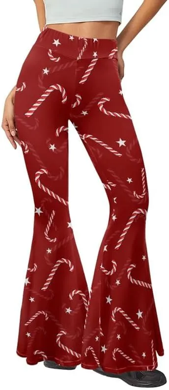 Irisjudy Boho Moroccan Women's Flare Pants Boho Bell Bottom Wide Leg Yoga Leggings Elastic Hippy Style Wide Leg Trousers