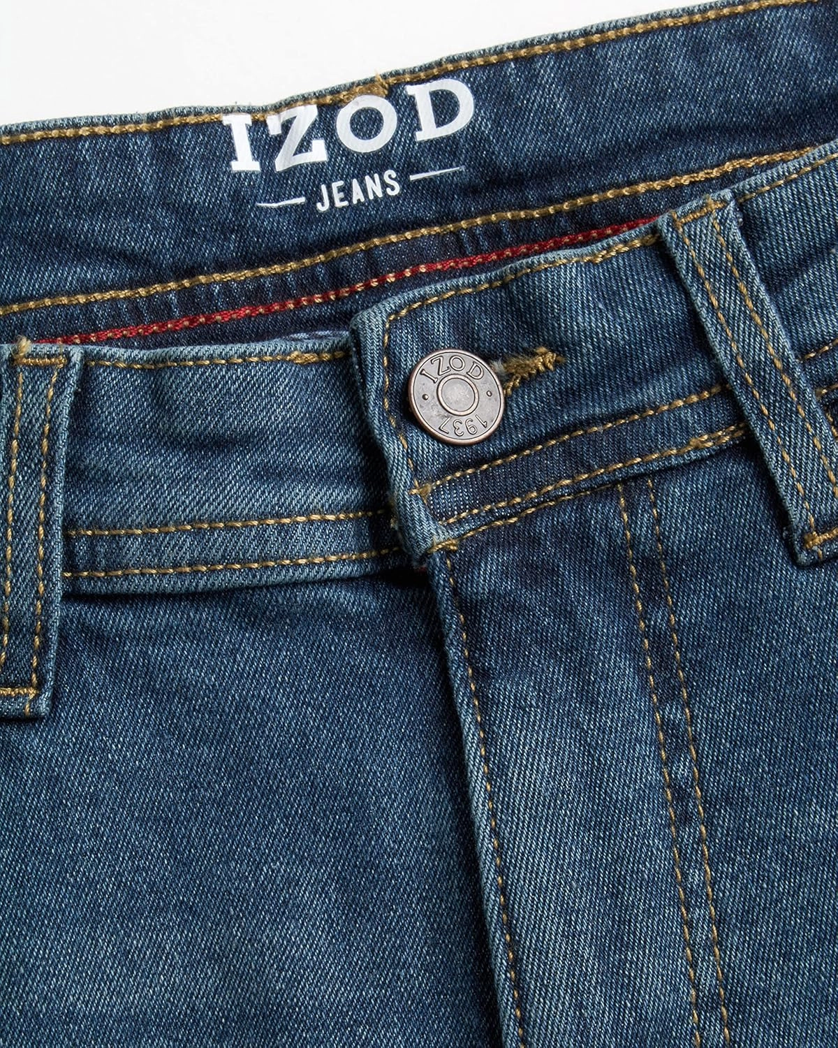 IZOD Men's Straight Fit Jeans - Comfortable Stretch Casual Pull On Denim Jeans for Men - Ultrasoft Men's Fashion Pants