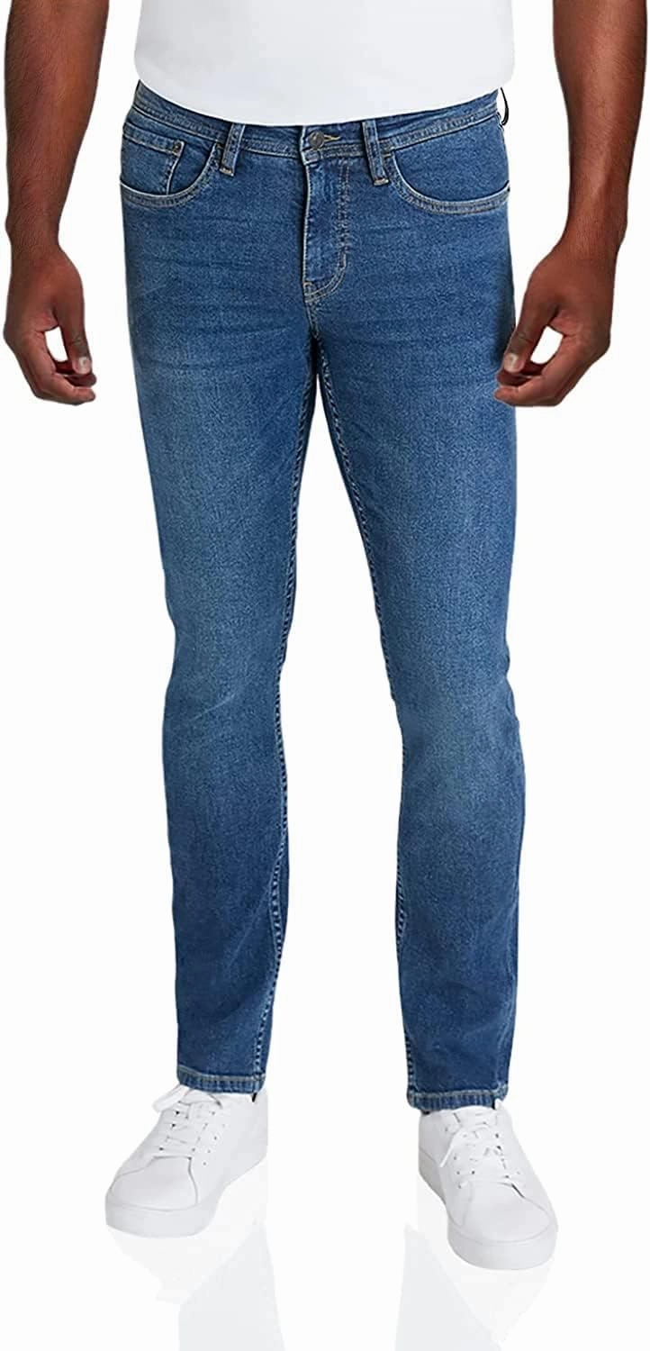 IZOD Men's Straight Fit Jeans - Comfortable Stretch Casual Pull On Denim Jeans for Men - Ultrasoft Men's Fashion Pants