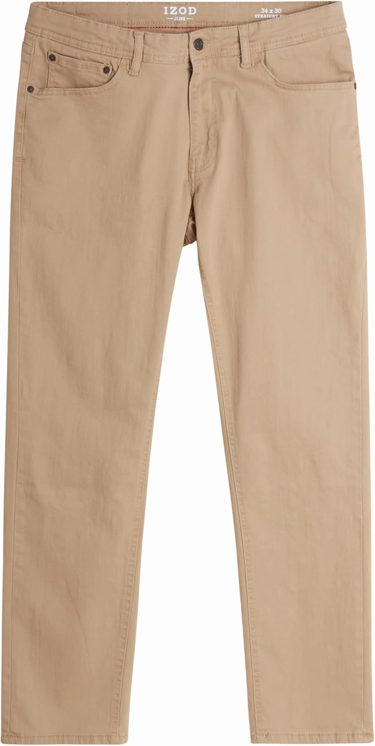 IZOD Men's Straight Leg Jeans - Comfortable Stretch Casual Pull On Denim Jeans for Men - Lightweight Men's Fashion Pants