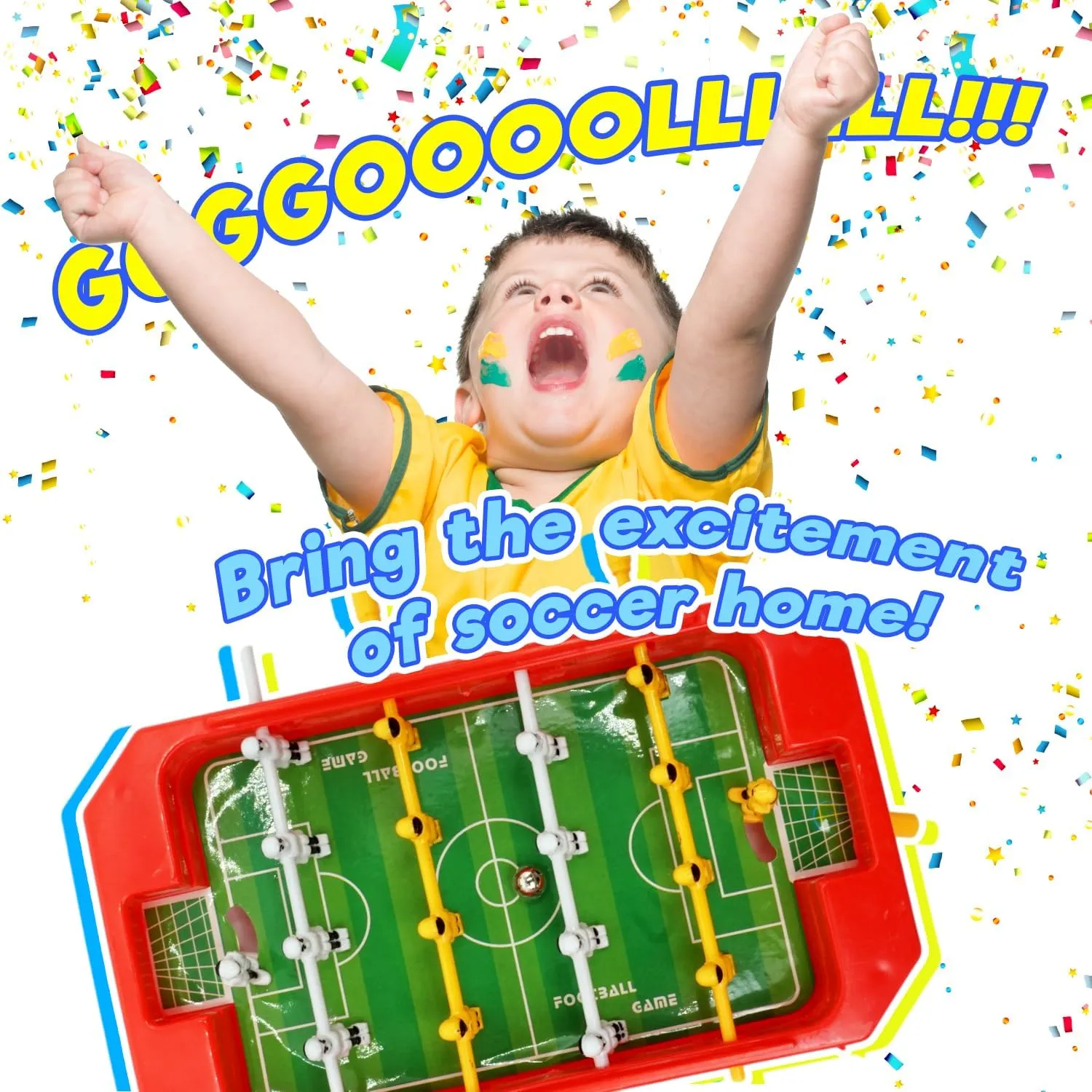 JA-RU Mini Foosball Table (1 Toy) Mini Arcade Tabletop Soccer & Football Party Favors. Portable Handheld Games for Kids & Office Desk Toys. 255-1s