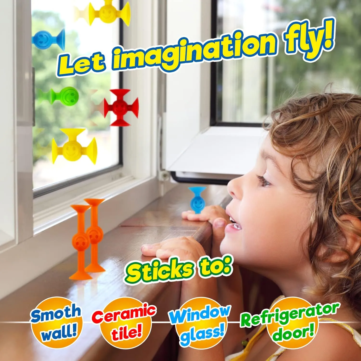 JA-RU Mini Suction Stackers (4 Packs, 14 Pieces Each) – Colorful Suction Cup Toys for Kids Ages 4-8 and Up. Suction Bath Toys. Stress Relief Fidget Toy, Sensory Bin Filler. 4896-4s