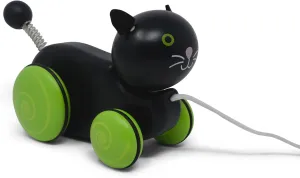 Jack Rabbit Wooden Walk Along Cat Pull Toy- Boosts Fine Motor Skills, Balance and Coordination- Early Learning- Montessori Walking Toys for Toddlers 18 Months 