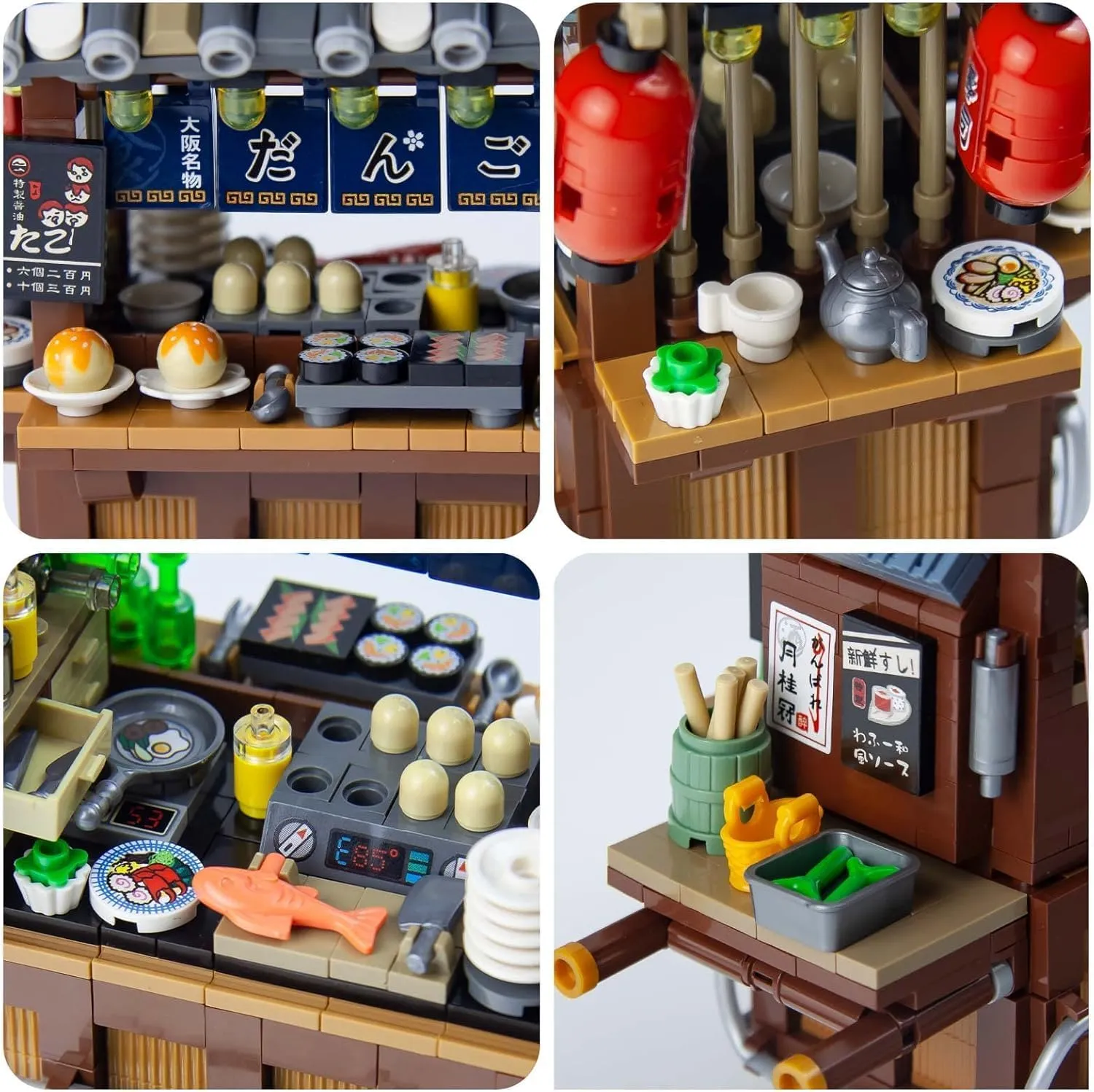 Japanese Street View Mini Building Blocks Kit- Takoyaki Trolley, Japanese Mini Brand Store Toy for Boys, Girls 6  (951 Pcs)