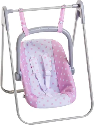 JC Toys - for Keeps Playtime | 2 in 1 Baby Doll Swing and Portable Carrier | for Dolls up to 18" | Ages 3  | Pink