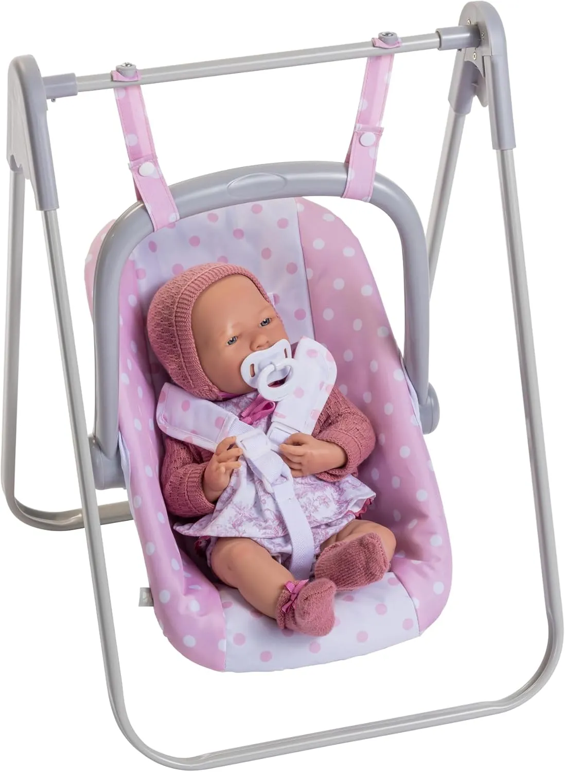JC Toys - for Keeps Playtime | 2 in 1 Baby Doll Swing and Portable Carrier | for Dolls up to 18" | Ages 3  | Pink
