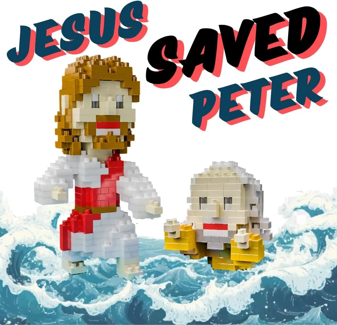 Jesus Series-Jesus Saved Peter Mini Figurine, Bible Story, Jesus Toy, Nativity Building Set for Aged14 , Great Gift for Teenagers and Adults (850Pieces/16x8x11cm)