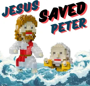 Jesus Series-Jesus Saved Peter Mini Figurine, Bible Story, Jesus Toy, Nativity Building Set for Aged14 , Great Gift for Teenagers and Adults (850Pieces/16x8x11cm)
