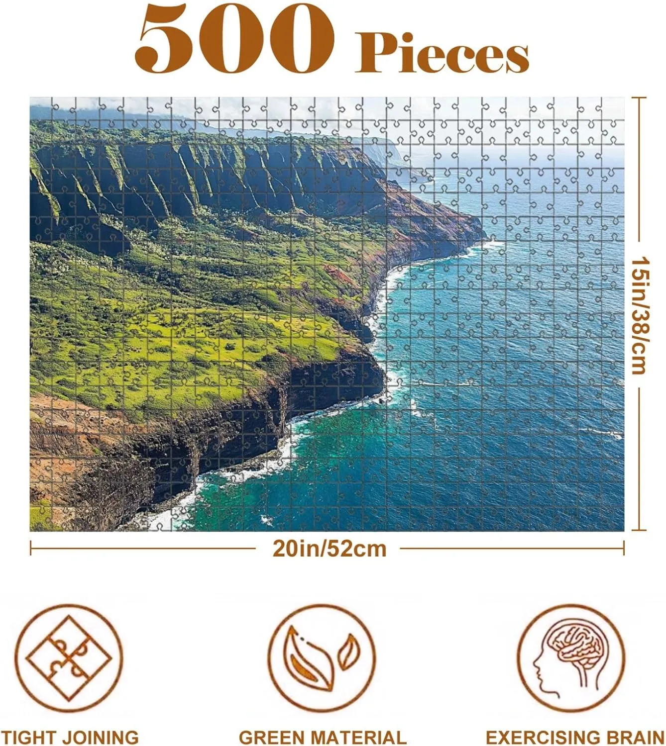 Jigsaw Puzzles 500 Pieces for Adult Na Pali Coast from Helicopter Puzzle Game for Family Wooden Puzzle Toy Educational Games Puzzles for Home Decor