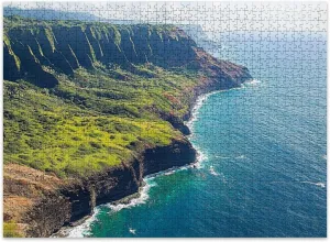 Jigsaw Puzzles 500 Pieces for Adult Na Pali Coast from Helicopter Puzzle Game for Family Wooden Puzzle Toy Educational Games Puzzles for Home Decor