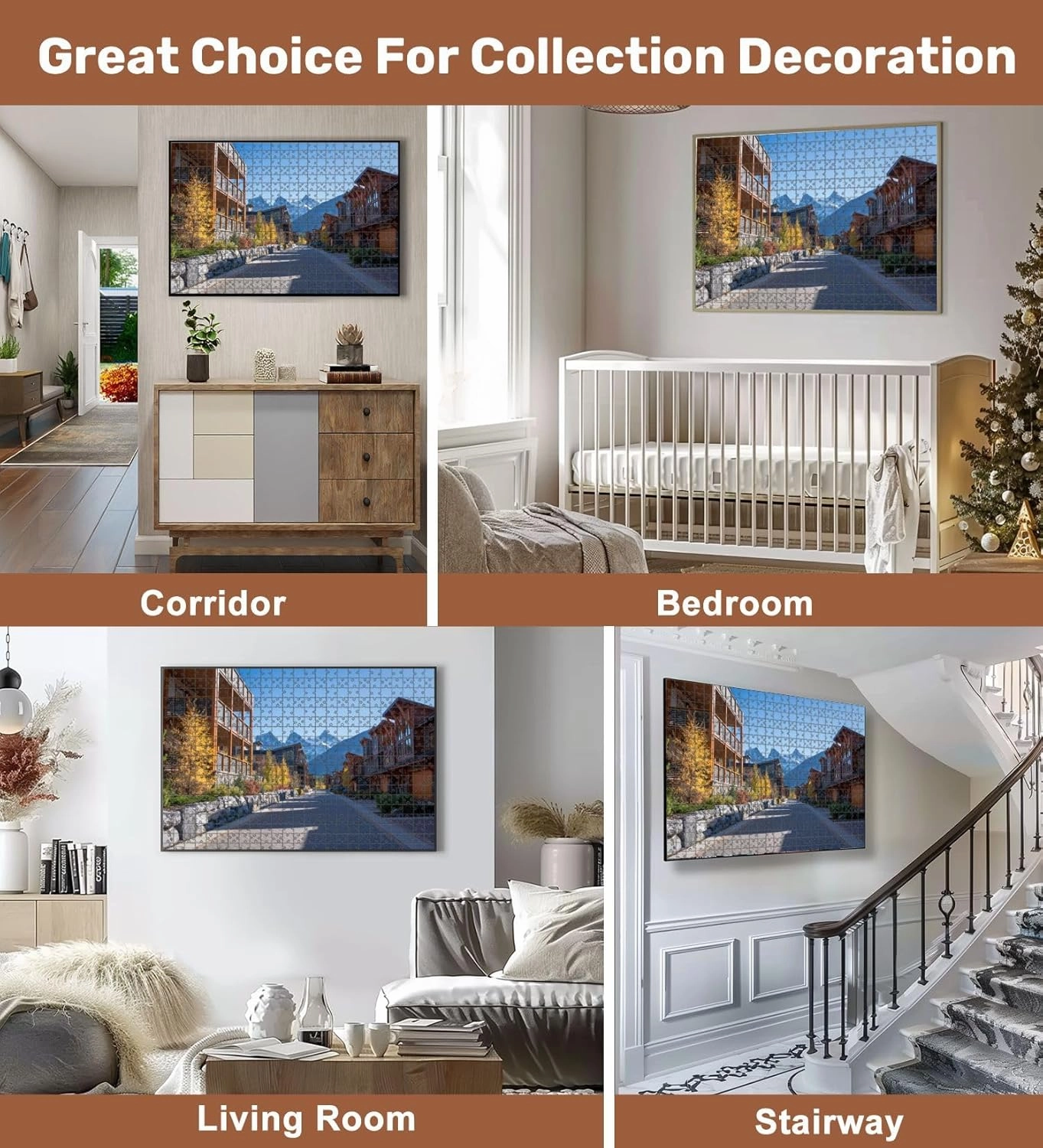 Jigsaw Puzzles 500 Pieces for Adult Walking Trail Residential Area Canmore Alberta Canada Puzzle Game for Family Wooden Puzzle Toy Educational Games Puzzles for Home Decor