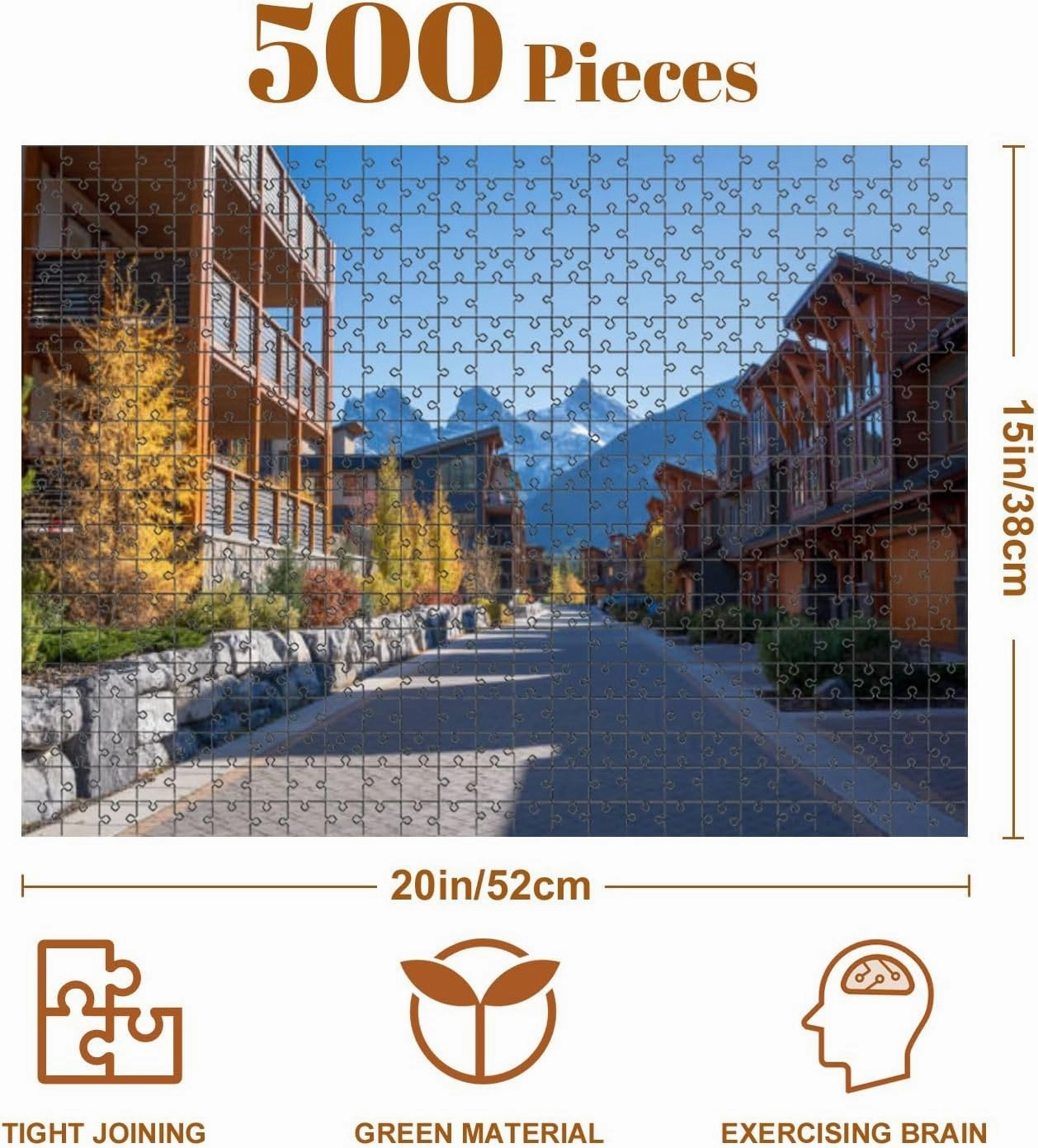 Jigsaw Puzzles 500 Pieces for Adult Walking Trail Residential Area Canmore Alberta Canada Puzzle Game for Family Wooden Puzzle Toy Educational Games Puzzles for Home Decor