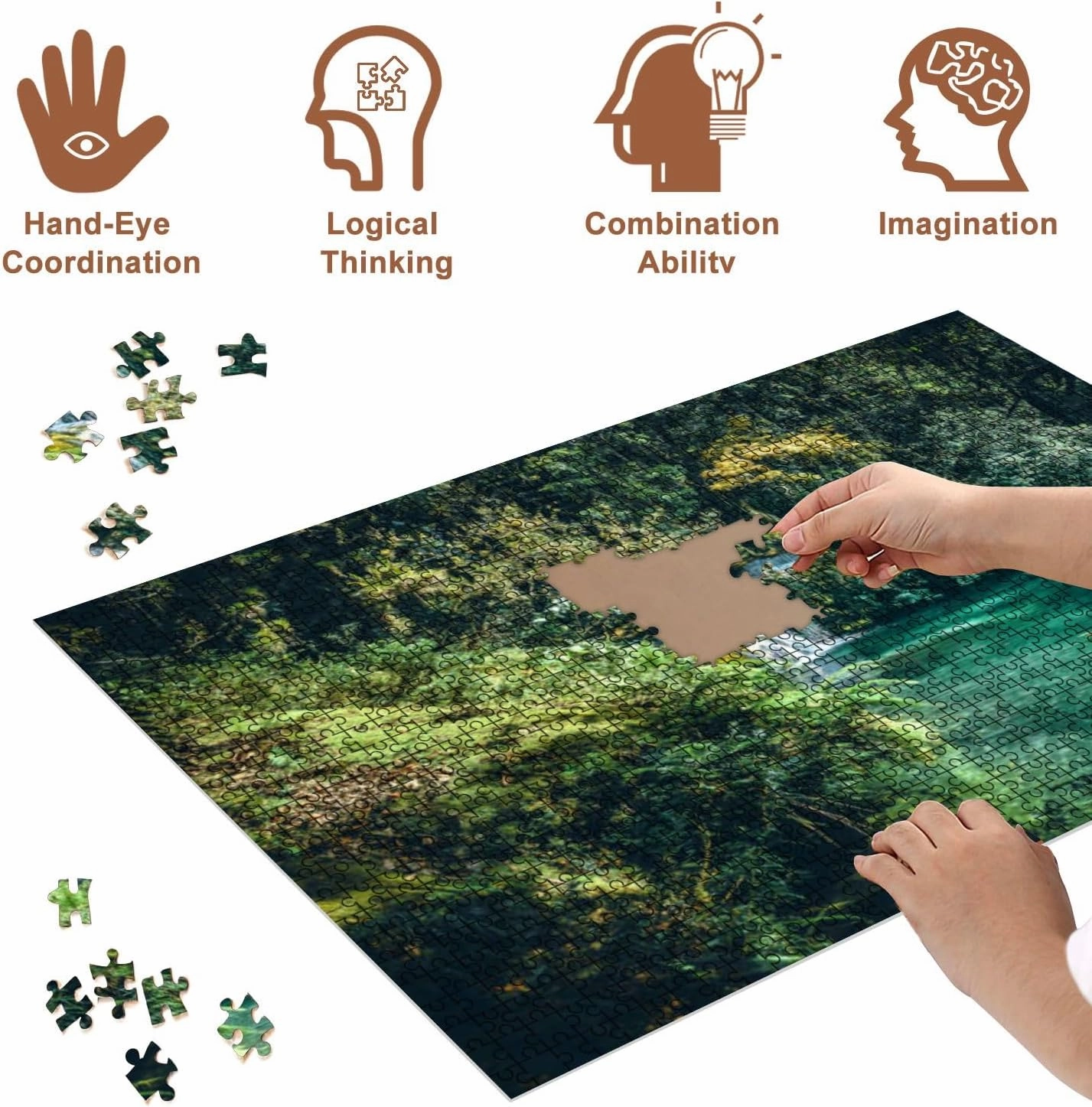 Jigsaw Puzzles 500 Pieces for Adult Waterfall Puzzle Game for Family Wooden Puzzle Toy Educational Games Puzzles for Home Decor