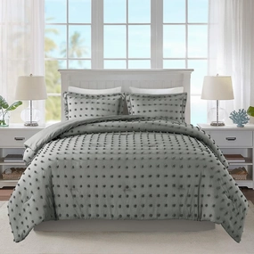JML King Size Comforter Set, 3 Pieces Jacquard Tufted Dot Comforter Set with 2 Pillowcases - Soft Comfort Bedding Comforter Set All Season Home Bedroom, Dark Grey