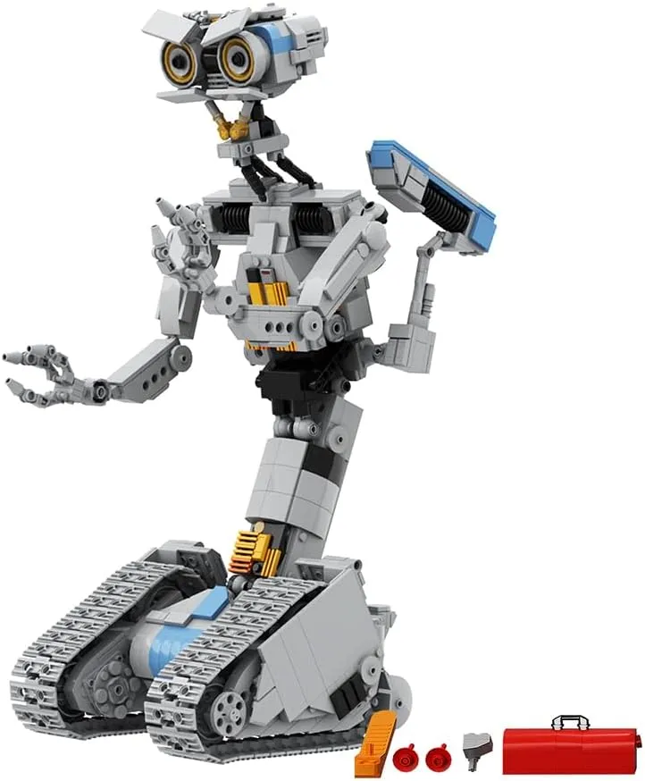 Johnny Five Robot Building Block Set; Mech Toy with Rich Detail; Movable Tracks and Limbs; STEM Educational Collectible Gift for Children,Boys, Girls and Adults (1310 PCS)
