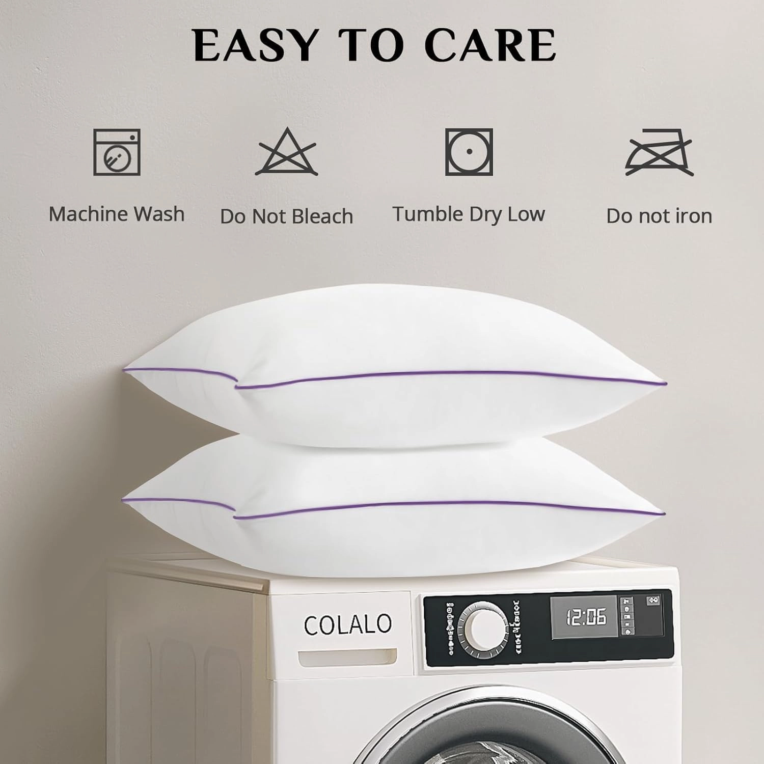 JOLLYVOGUE Pillows Standard Size Set of 4, Washable Supportive Bed Pillows with Super Soft Down Alternative Fill, Luxury Fluffy Hotel Quality for Side, Back and Stomach Sleepers