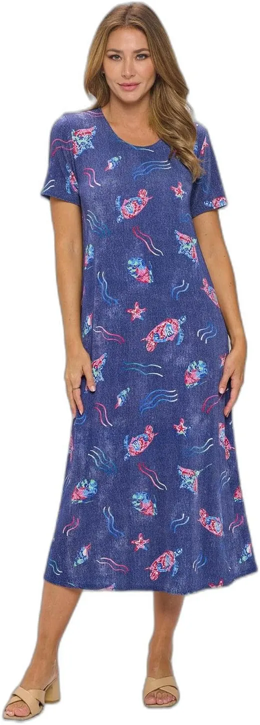Jostar Oceanic Encounter Long Dress Short Sleeve -7002BN-SRD1-D007