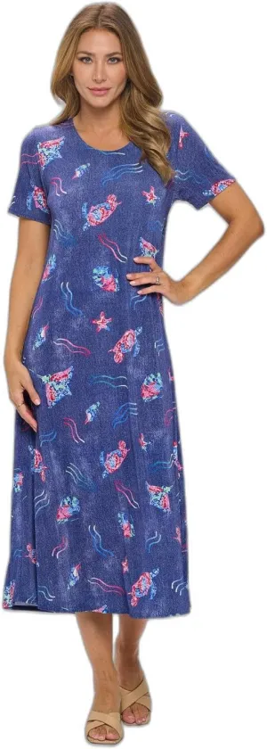 Jostar Oceanic Encounter Long Dress Short Sleeve -7002BN-SRD1-D007