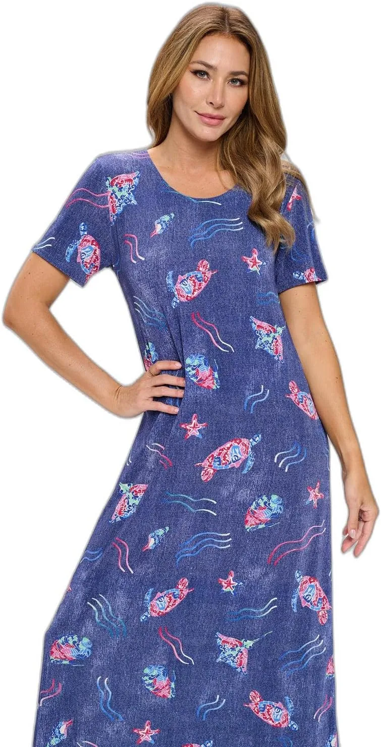 Jostar Oceanic Encounter Long Dress Short Sleeve -7002BN-SRD1-D007