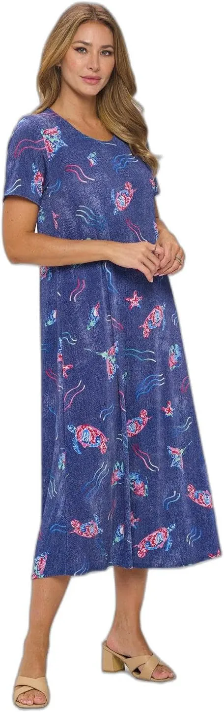 Jostar Oceanic Encounter Long Dress Short Sleeve -7002BN-SRD1-D007