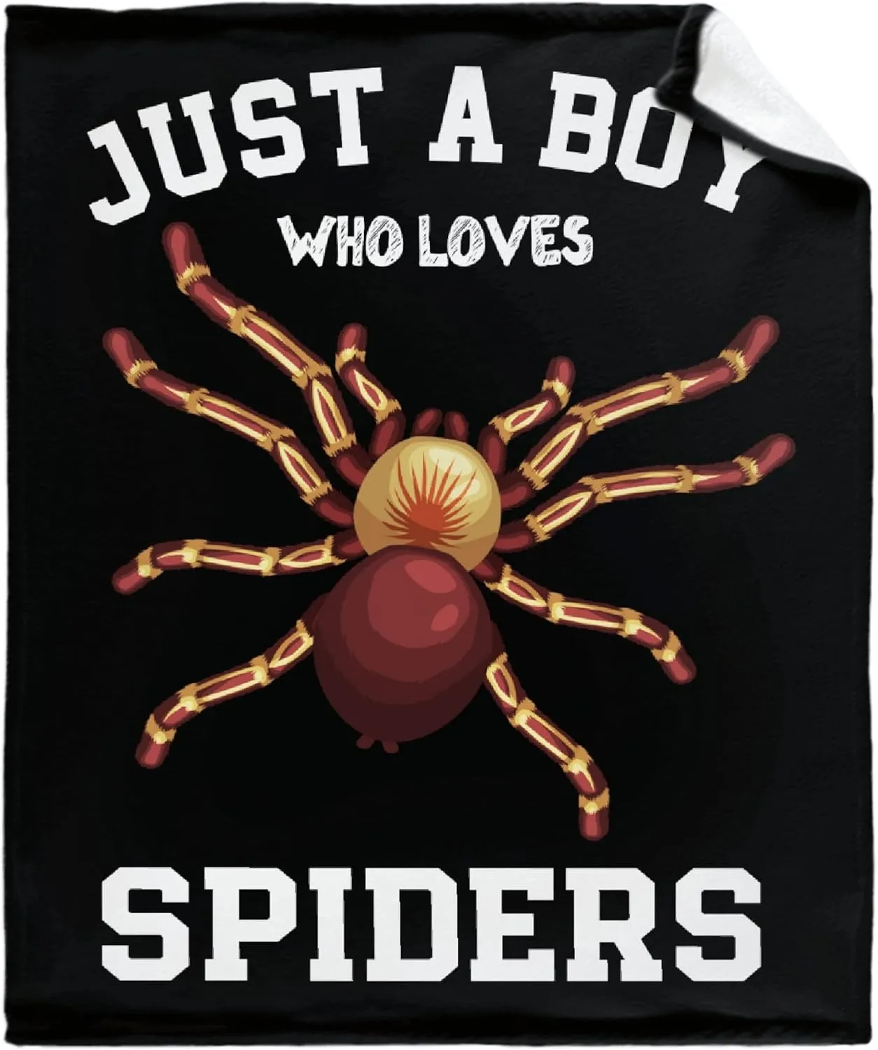 Just A Boy Who Loves Spiders Blanket Lightweight Cozy Flannel Fleece Throw Blanket Best Gift Home Decor for Bed Couch Outdoor Camping 60"x50" M for Teens