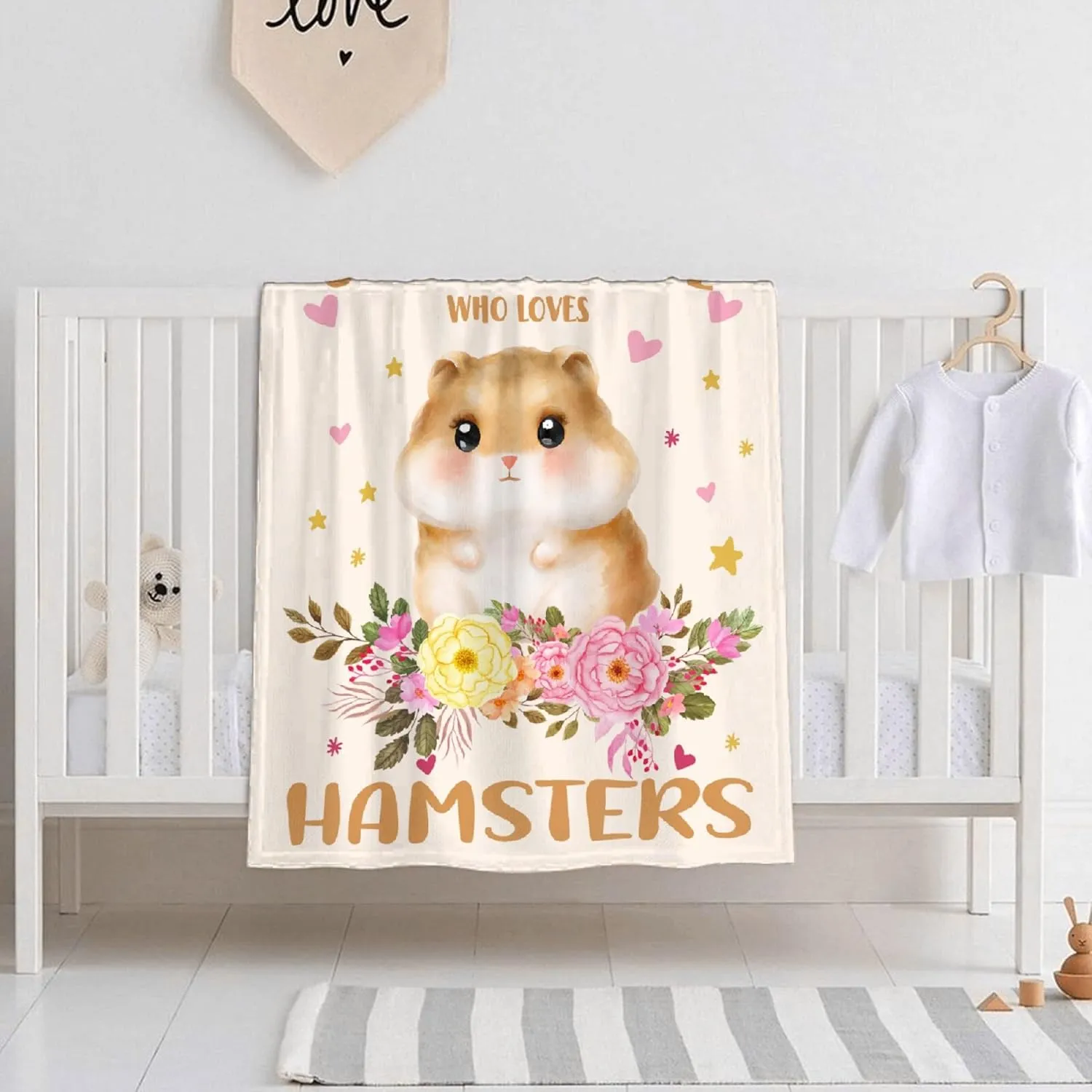 Just A Girl Who Loves Hamsters Blanket Lightweight Cozy Flannel Fleece Throw Blanket Best Gift Home Decor for Bed Couch Outdoor Camping 60"x50" M for Teens