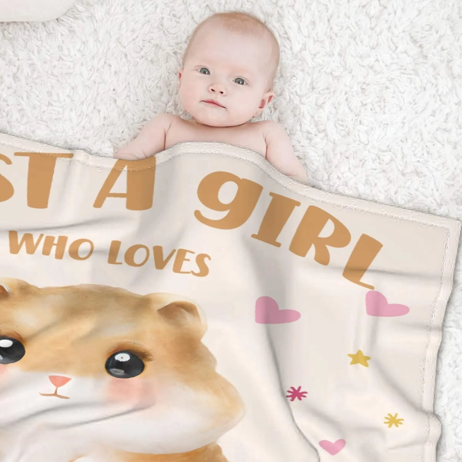 Just A Girl Who Loves Hamsters Blanket Lightweight Cozy Flannel Fleece Throw Blanket Best Gift Home Decor for Bed Couch Outdoor Camping 60"x50" M for Teens