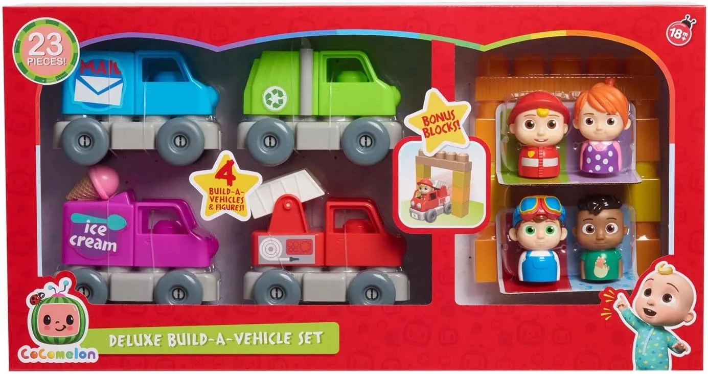 Just Play CoComelon Deluxe Build-A-Vehicle Set, Preschool Ages 18 Month