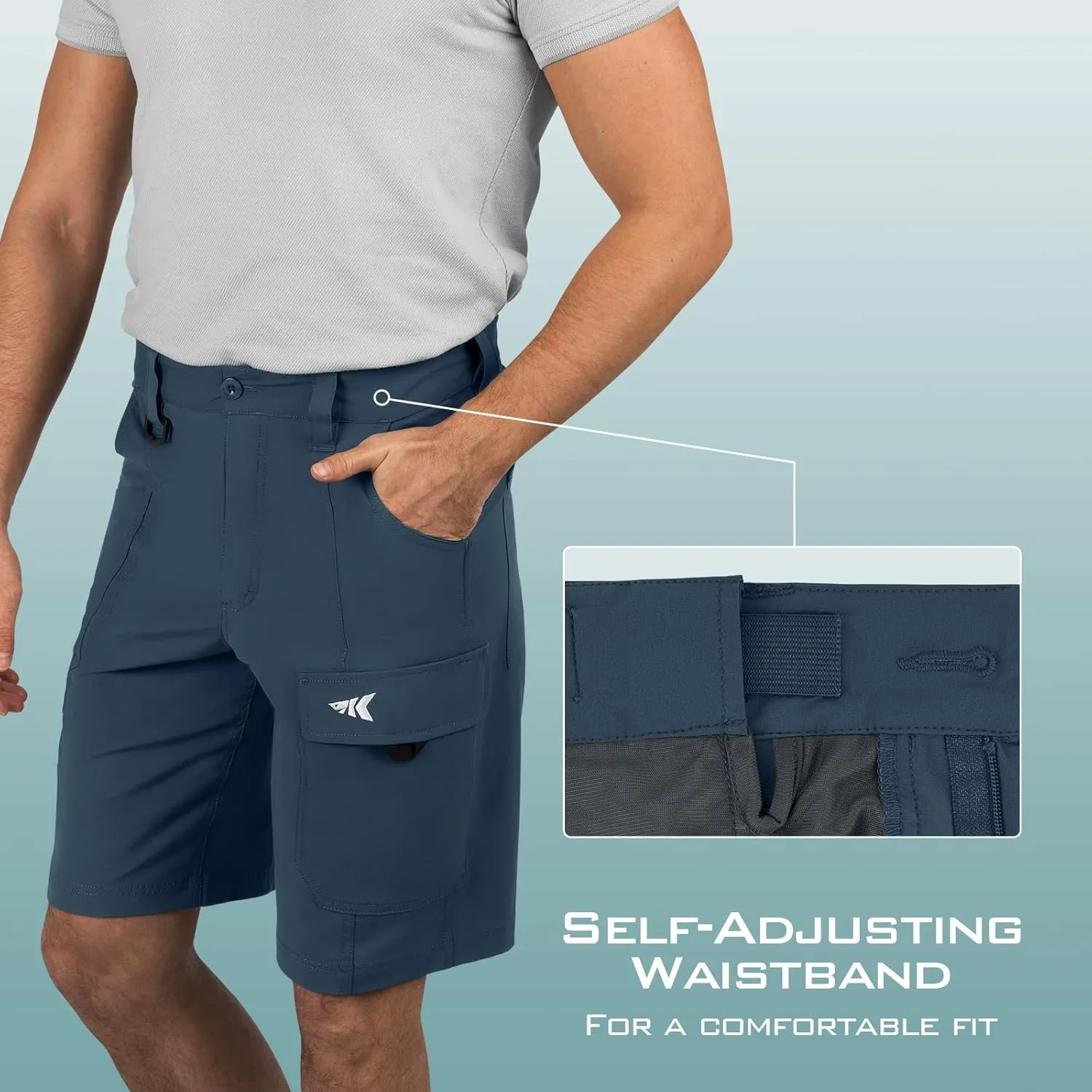 KastKing Rekon Men's Fishing Cargo Shorts, Quick Dry Casual Hiking Shorts for Men, Travel Golf Camping Tactical