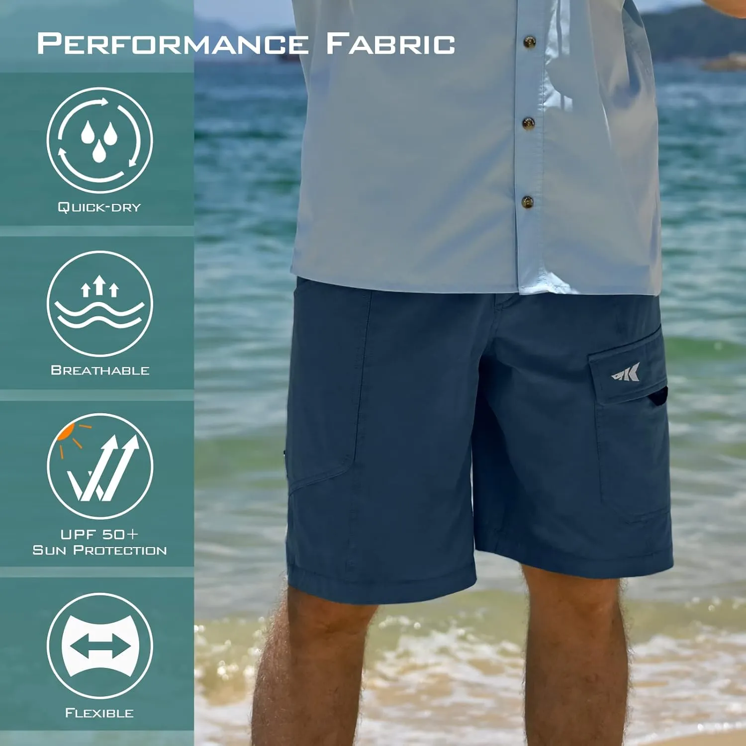 KastKing Rekon Men's Fishing Cargo Shorts, Quick Dry Casual Hiking Shorts for Men, Travel Golf Camping Tactical