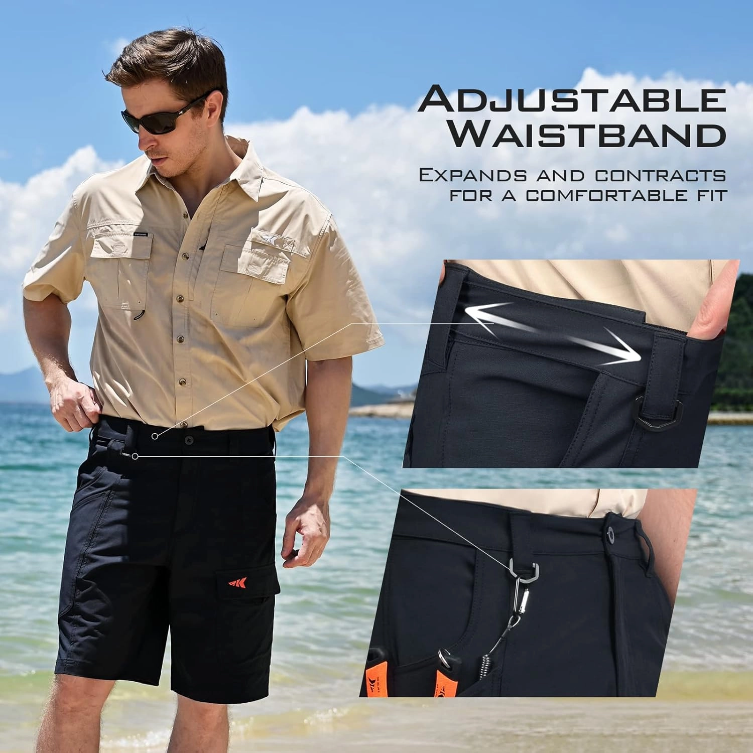 KastKing Rekon Men's Fishing Cargo Shorts, Quick Dry Casual Hiking Shorts for Men, Travel Golf Camping Tactical