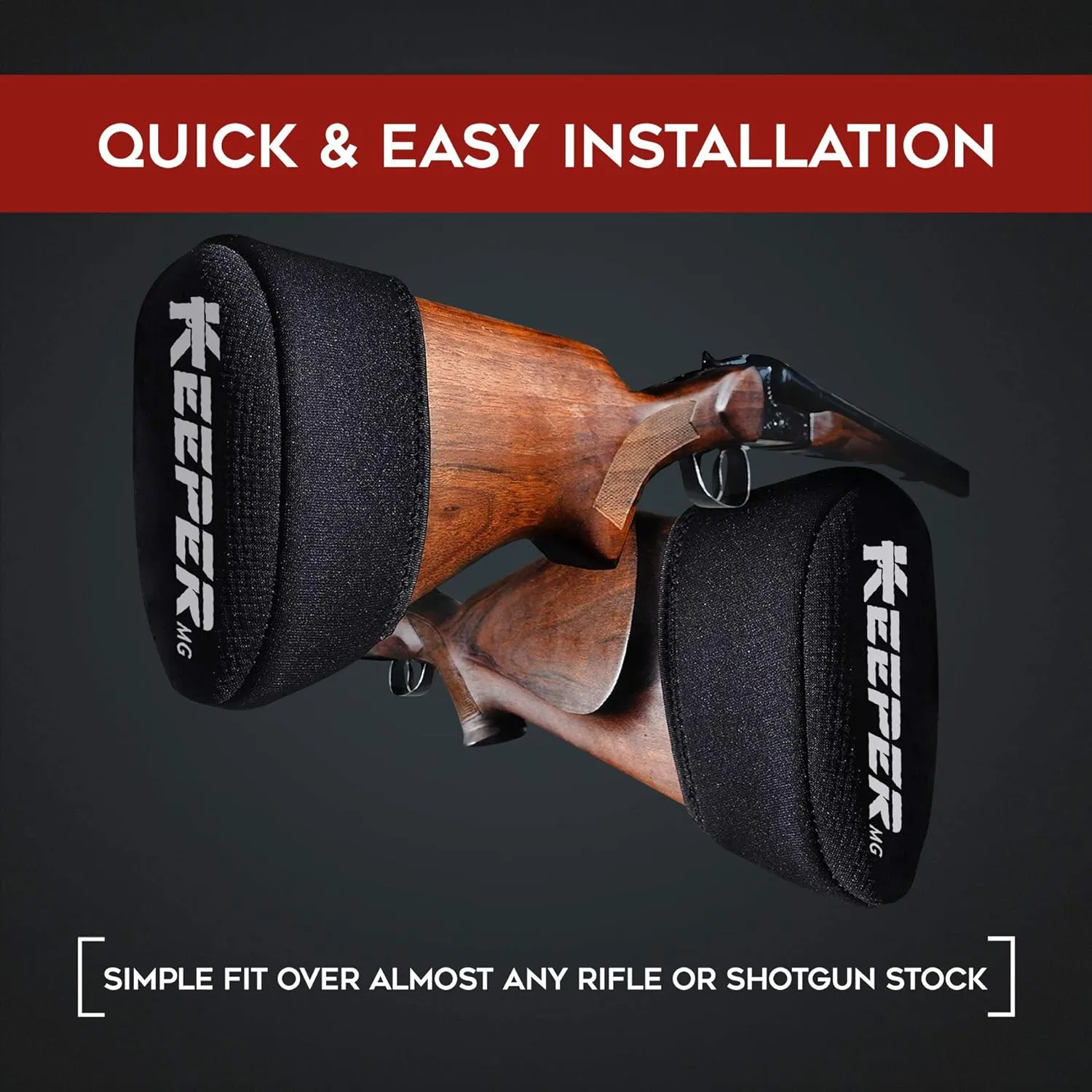 KEEPER MG Recoil Pad for Shotgun - Gel, Slip-On Rifle Stock Pads Compatible with Winchester, Remington, Mossberg and Ruger - Gun Shooting and Hunting Accessories﻿