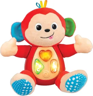 KiddoLab Musical Monkey Plush Toy - Soft Stuffed Animal with Light-Up Buttons and Melodic Nursery Songs for 3  Month Old Babies