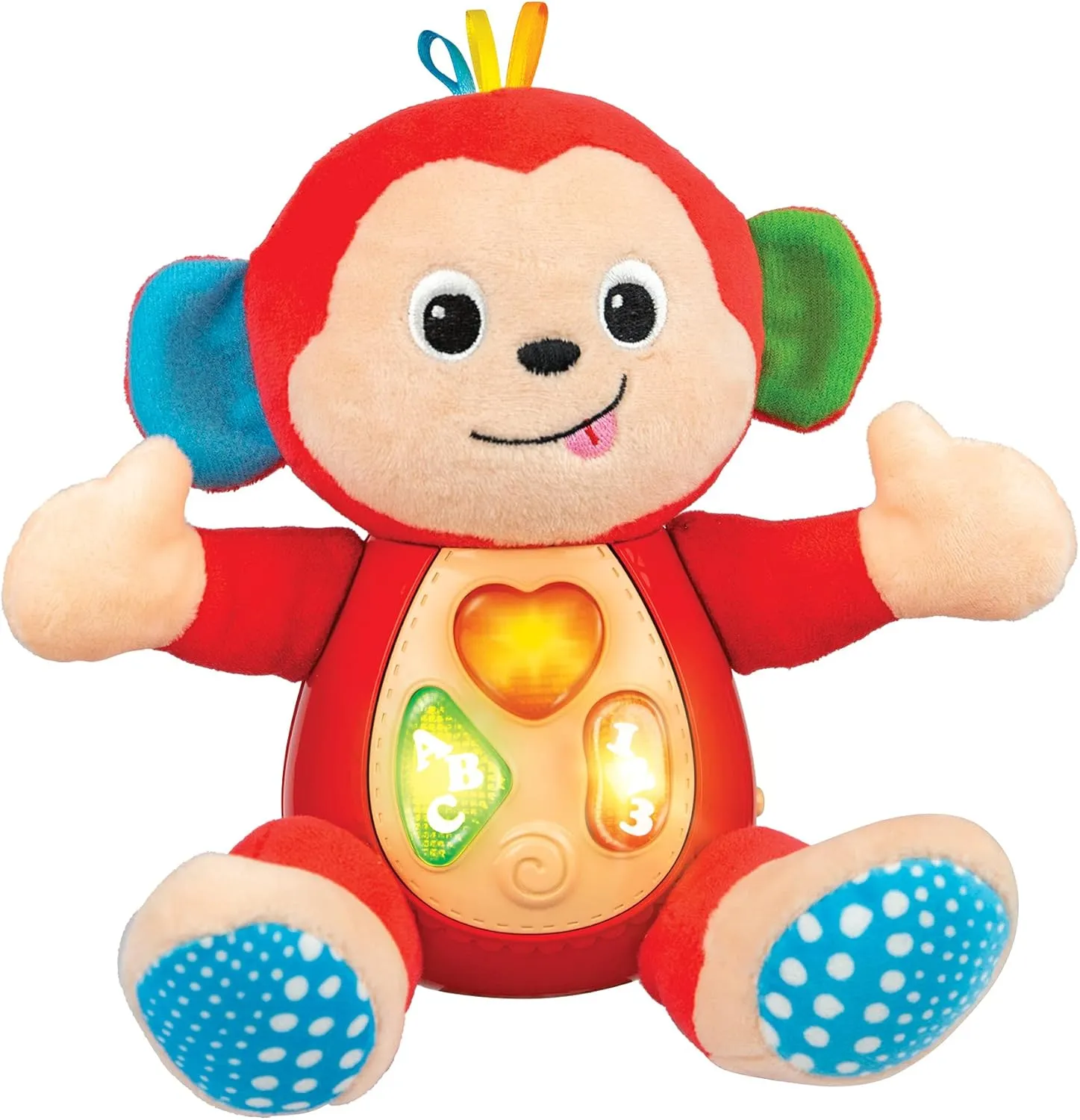 KiddoLab Musical Monkey Plush Toy - Soft Stuffed Animal with Light-Up Buttons and Melodic Nursery Songs for 3  Month Old Babies