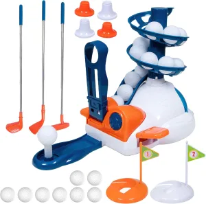 Kids Golf Club Toy Set, Boy Girl Outdoor Sport Toy, Toddler Indoor Golf Ball Game with 10 Golf Balls, 3 Retractable Clubs, Child Active Exercise Yard Play, Birthday Gifts for 4 6 7 8 Years Old