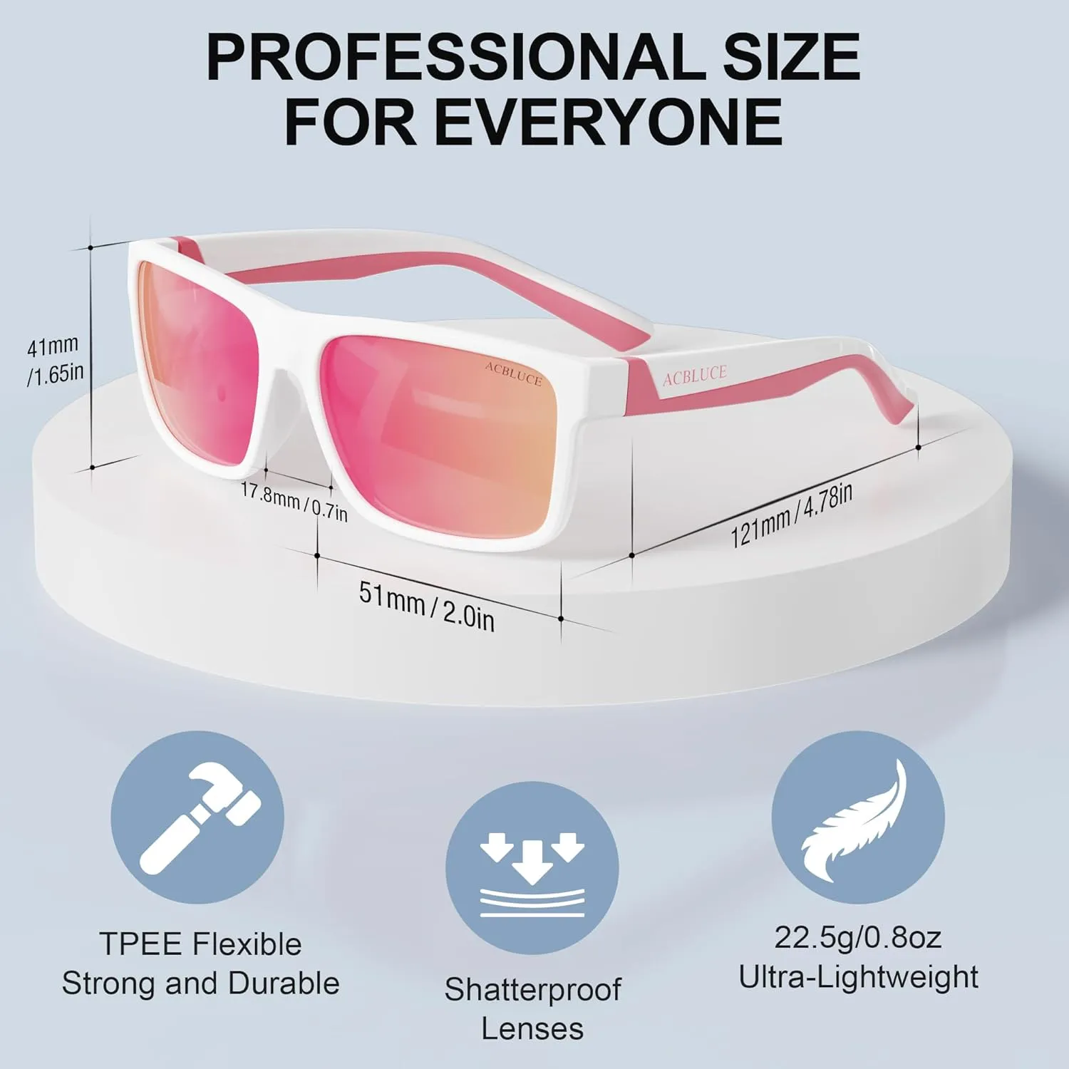 Kids Polarized Sunglasses Sport TPEE Unbreakable Frame with Adjustable Strap for Boys Girls Age 6-12