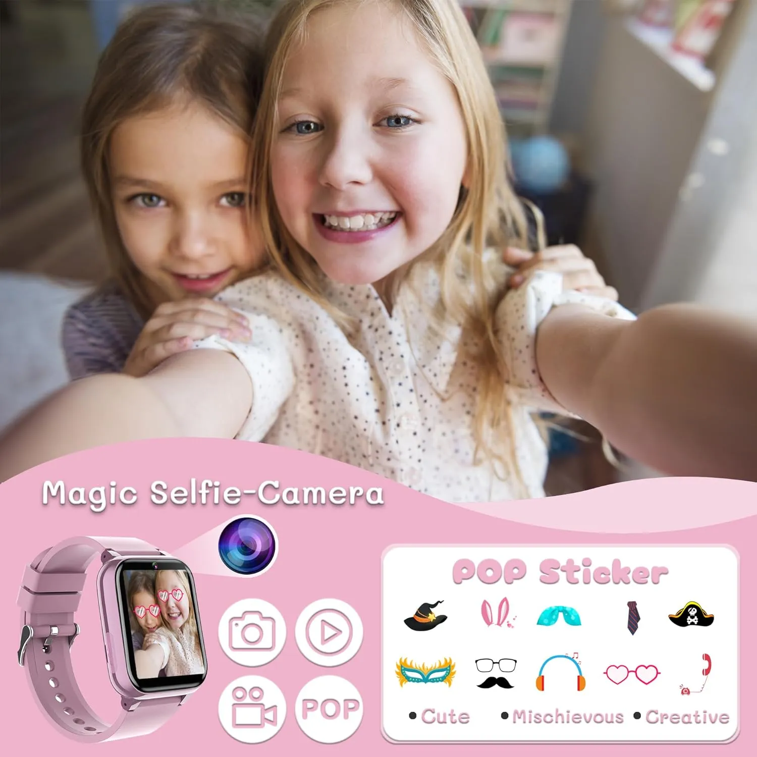 Kids Smart Watch Girls , Ages 3-12 Watches for Girls with 26 Games Pedometer Selfie Camera Calendar Learning Card Audio Book Educational Toy Watch for Girls Birthday Gift Ideas for Kids