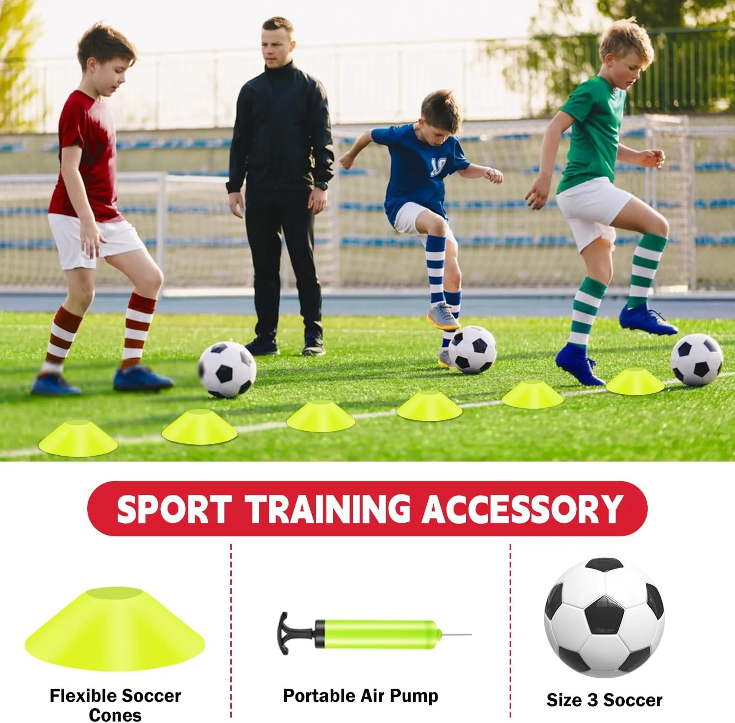 Kids Soccer Goals for Backyard Set of 2-6x4 ft Portable Pop Up Soccer Nets Training Equipment with Soccer Ball, Ladder, Cones, Ideal Birthday for Kids,Baseball & Softball Batting Cages