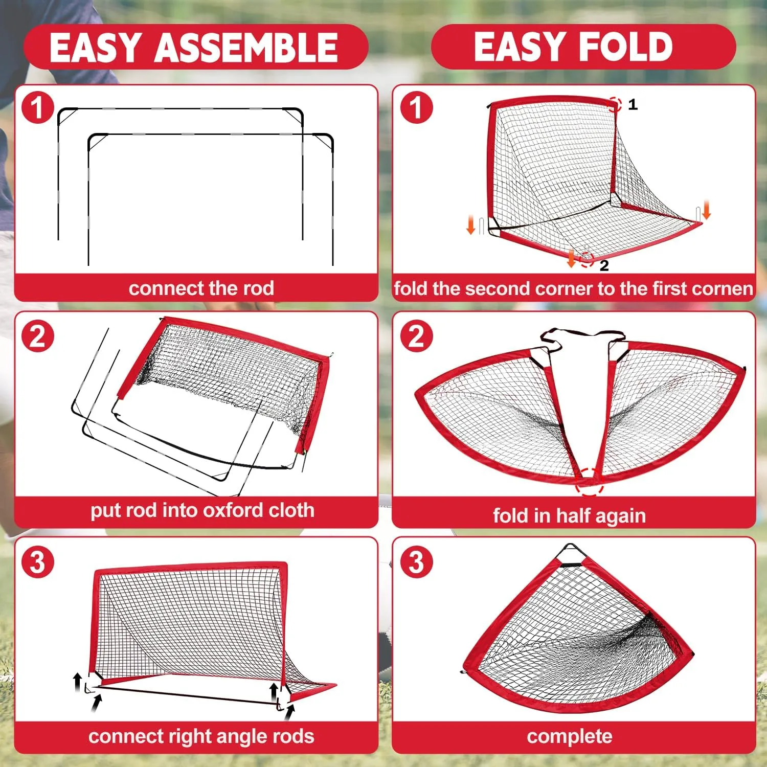 Kids Soccer Goals for Backyard Set of 2-6x4 ft Portable Pop Up Soccer Nets Training Equipment with Soccer Ball, Ladder, Cones, Ideal Birthday for Kids,Baseball & Softball Batting Cages