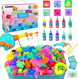 KIKEBEBI Magic Water Elf Toy Kit Upgrade, Splash & Snag Water Pet Adventure, 10 Gels (2 Glow in The Dark), 6 Molds, 2-in-1 DIY Water Pet Craft & Fishing Game, STEM Learning Toys, Fun Gift for Kids
