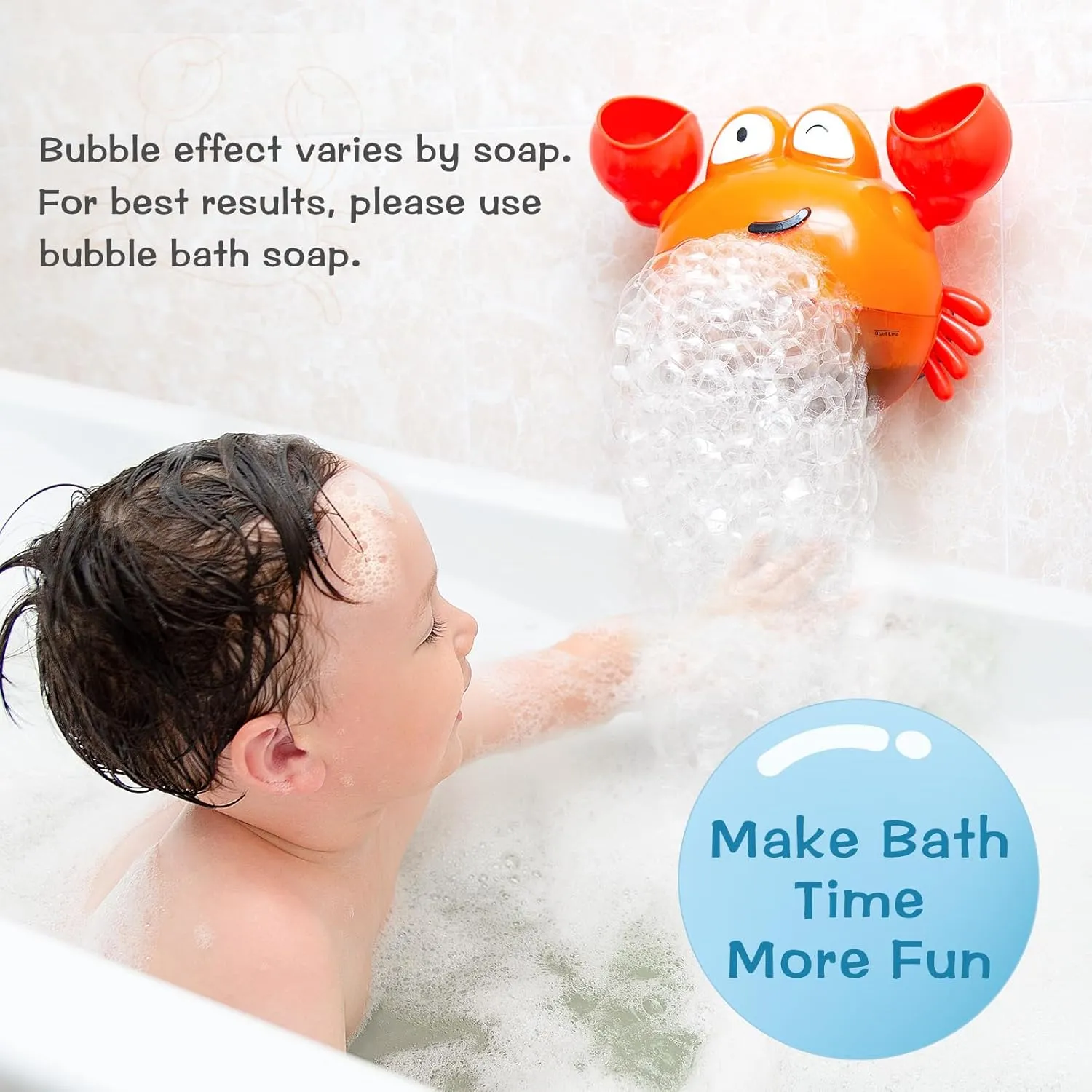 KINDIARY Bath Toy, Crab Bath Bubble Maker for Baby, Toddlers 1-3, Infants, Kids, Automatic Bubbles Machine Blower for Bathtub, Battery Operated