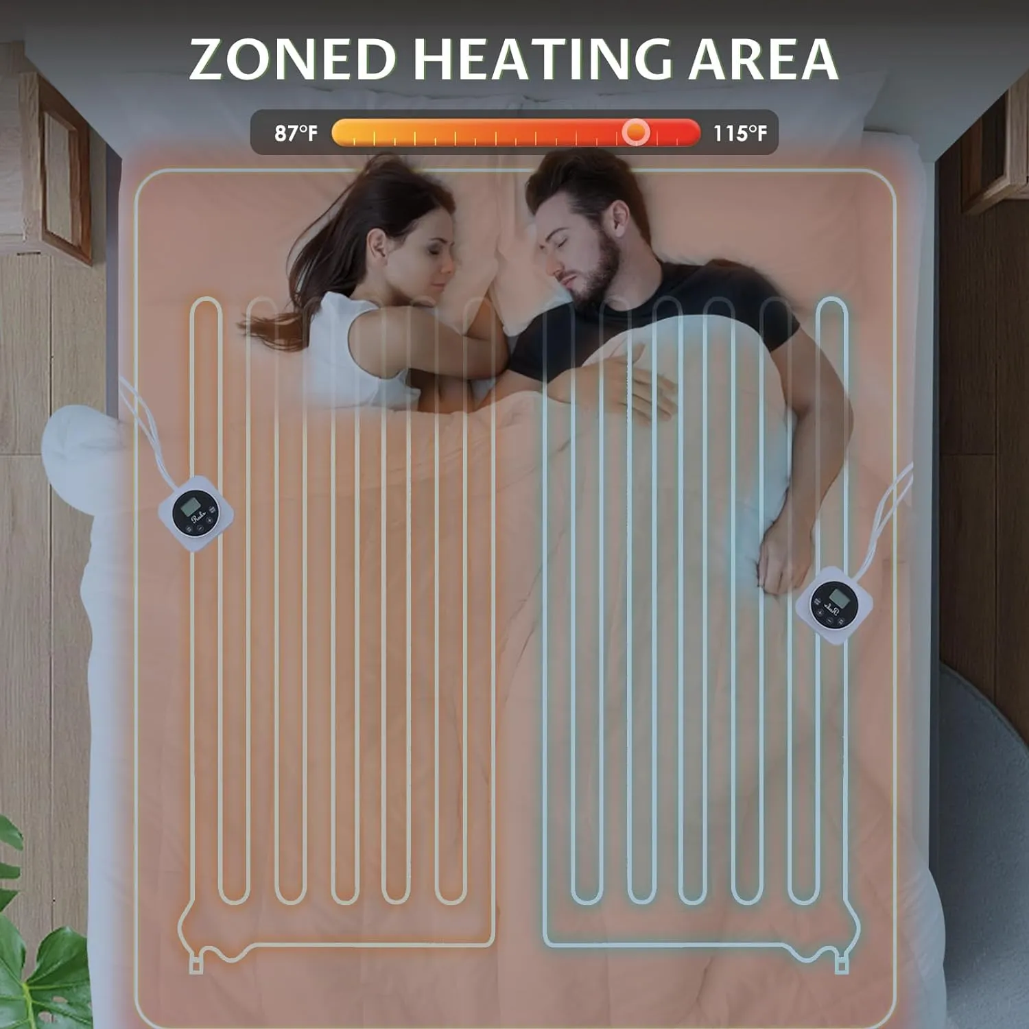 King Size Electric Heated Mattress Pad 10 Heat Settings Dual Control with Memory Timer for 1-12 Hours Auto Off, Lighted Button