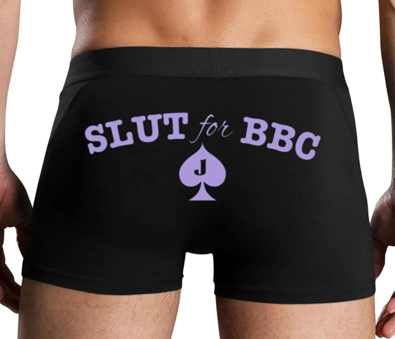 Knaughty Knickers Slut for BBC Jack of Spades Mens Boxer Briefs with Design No Fly Stretchy Sexy Black Colorful Trunks