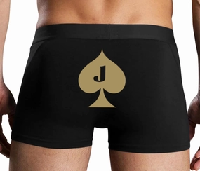 Knaughty Knickers Jack of Spades Mens Boxer Briefs with Design No Fly Stretchy Sexy Black Colorful Trunks