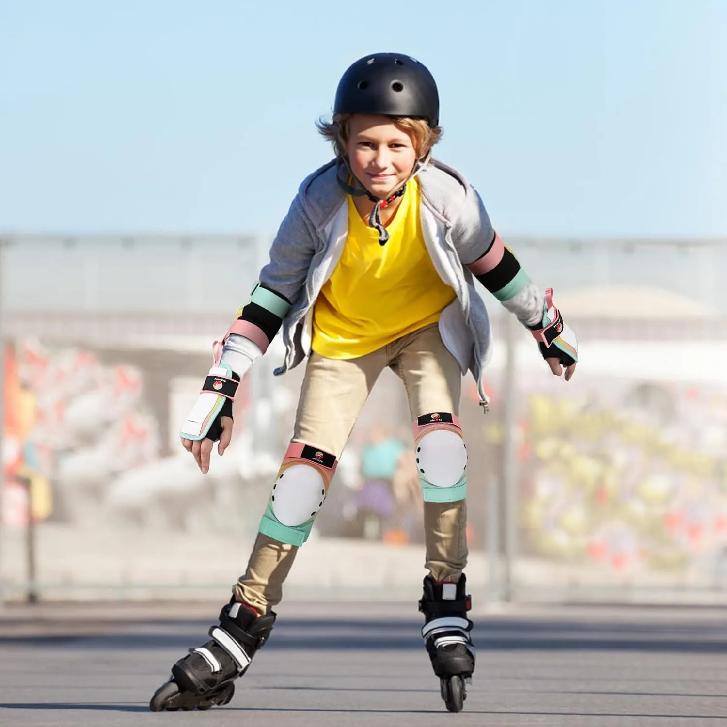 Knee Pads for Adult/Child Elbow Pads Wrist Guards 3 in 1 Protective Gear Set for Multi Sports Skateboarding Inline Cycling Biking Rollerblading Scooter Riding Sports