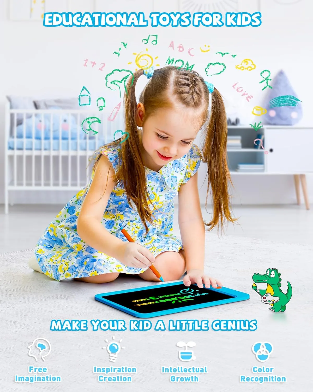KOKODI LCD Writing Tablet for Kids 10 Inch, Kids Toys for 3 4 5 6 7 8 Years Old Boys and Girls, Colorful Doodle Board, Gift for Toddler Age 3-12 Years, Memo Board, Drawing Pad with Pen