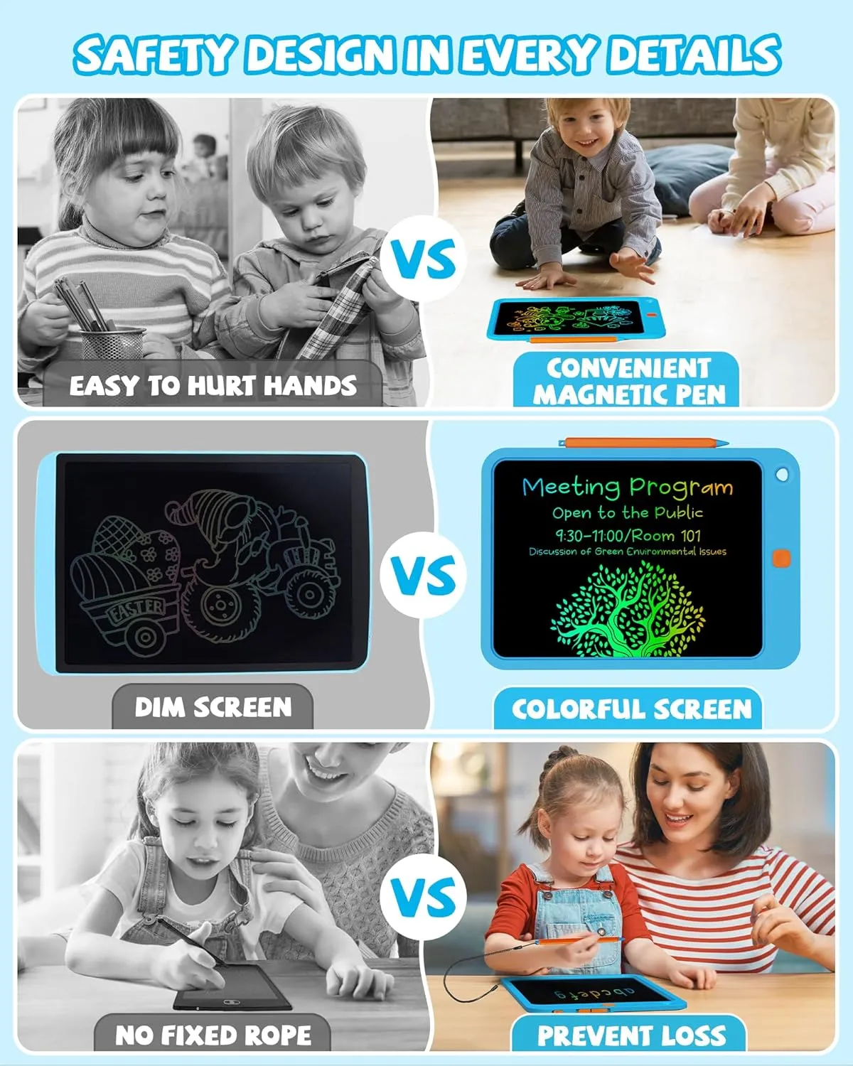 KOKODI LCD Writing Tablet for Kids 10 Inch, Kids Toys for 3 4 5 6 7 8 Years Old Boys and Girls, Colorful Doodle Board, Gift for Toddler Age 3-12 Years, Memo Board, Drawing Pad with Pen