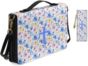 Kuiaobaty Bible Protective Case PU Leather Bible Cover Zipper Bible Carrying Bag for Church