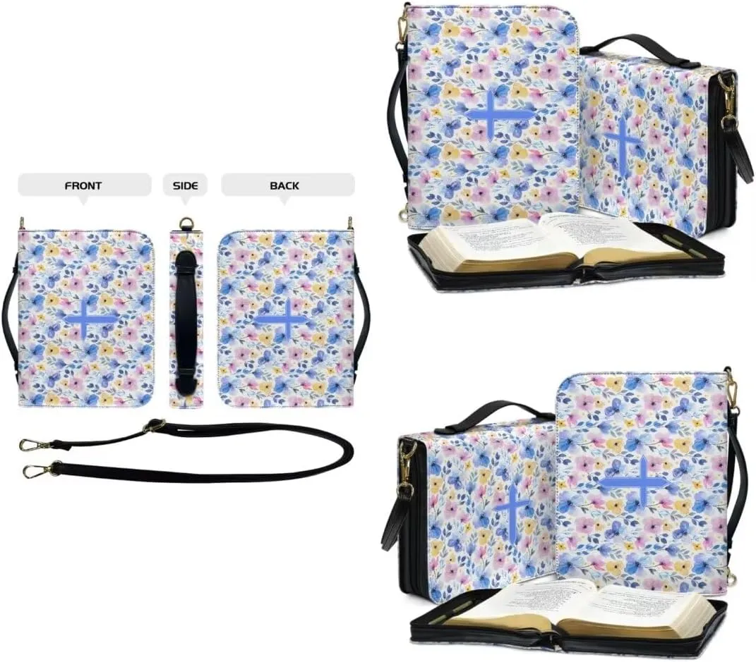 Kuiaobaty Bible Protective Case PU Leather Bible Cover Zipper Bible Carrying Bag for Church