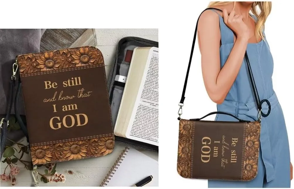 Kuiaobaty Bible Protective Case PU Leather Bible Cover Zipper Bible Carrying Bag for Church